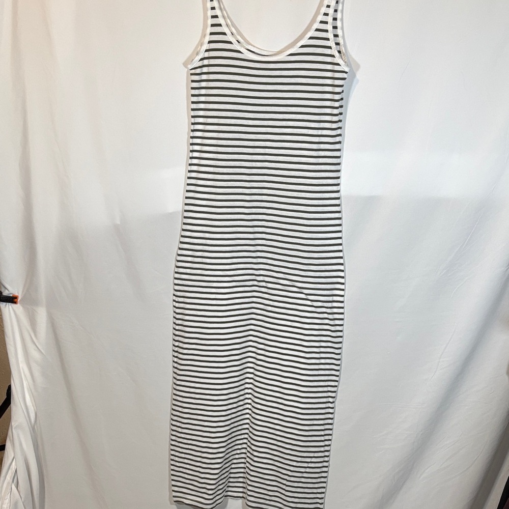 Striped grey and White Tank Maxi Dress